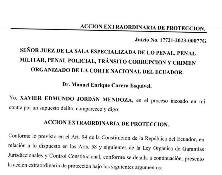 Escrito de la acción extraordinaria de protección