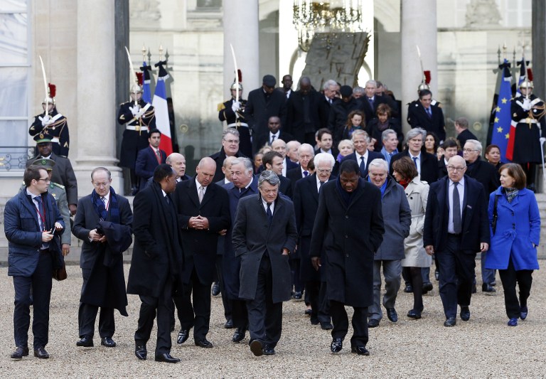 Jefes de Estado y de gobierno en manifestación de París