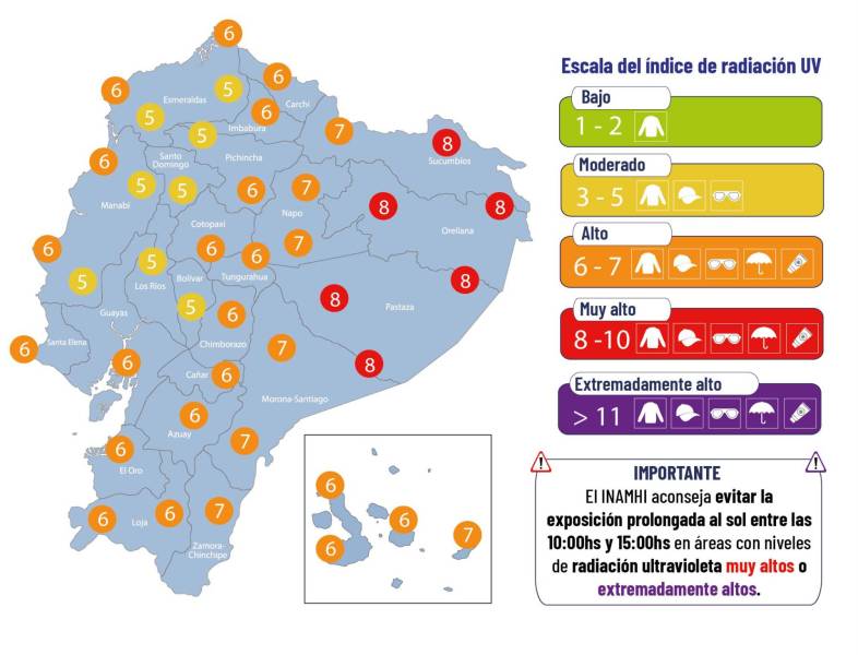 Pronóstico de radiación ultravioleta, el 13 de diciembre.