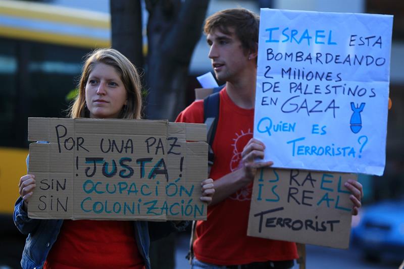 Ciudadanos protestan en Quito por la incursión israelí en Gaza