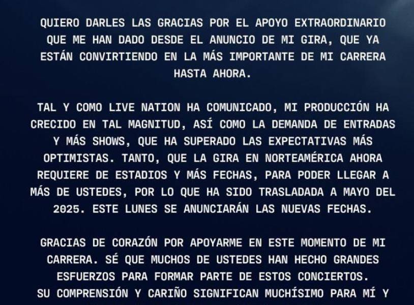 Comunicado de Shakira.