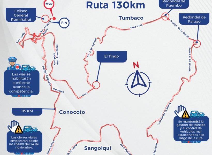 Rutas y cierres viales en Quito por el Giro de Rigo 2024