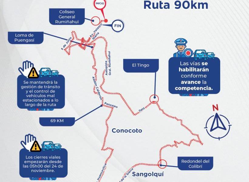 Rutas y cierres viales en Quito por el Giro de Rigo 2024