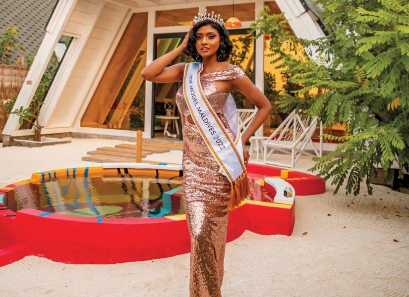 Mariyam Shaina Naseem, Miss Universo Maldivas, en una imagen difundida por su agencia de modelaje.