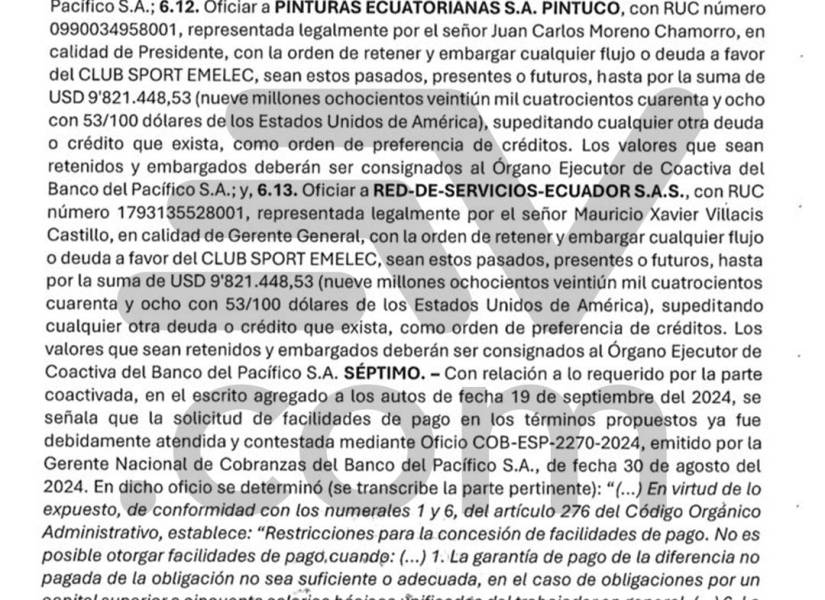 Banco del Pacífico dispuso embargo de bienes de Emelec por millonaria deuda