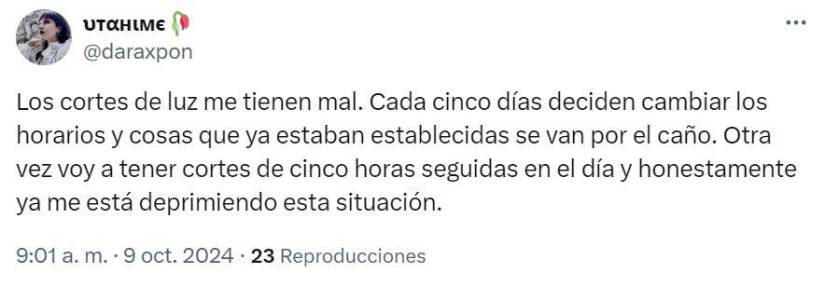 Los cambios constantes en los horarios de cortes de luz confunden y molestan a la ciudadanía