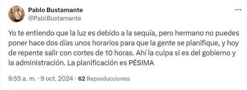 Los cambios constantes en los horarios de cortes de luz confunden y molestan a la ciudadanía