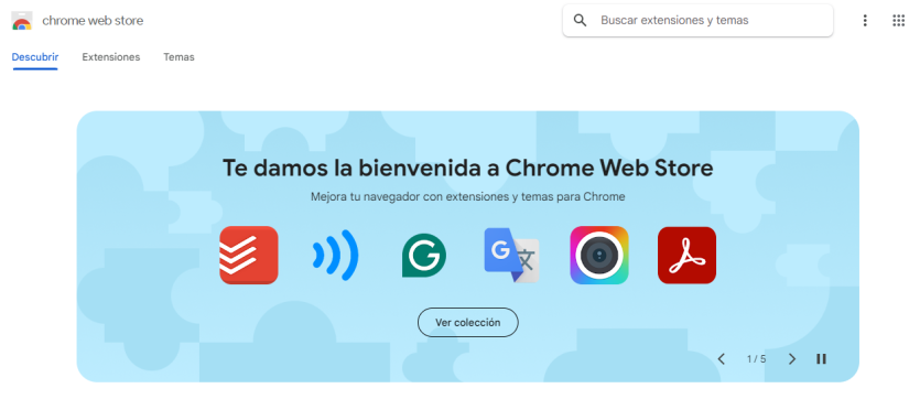 Inicio de la tienda web de Chrome.