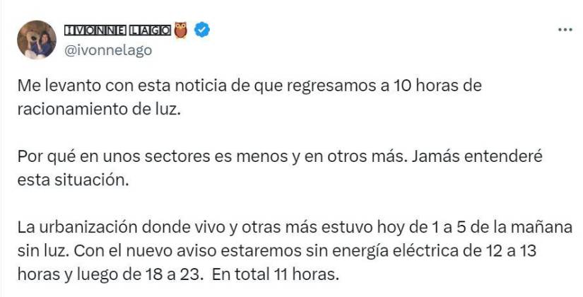 Los cambios constantes en los horarios de cortes de luz confunden y molestan a la ciudadanía