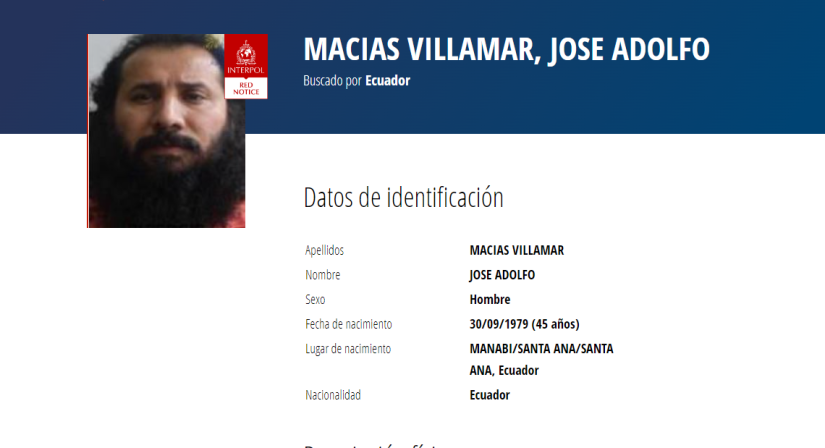 Captura de pantalla de la notificación roja que pesa sobre alias Fito.