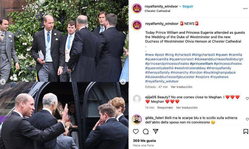 Captura de pantalla de imágenes del príncipe Guillermo, también llamado William, en la boda británica del año.