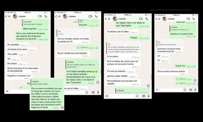 Capturas de pantalla difundidas por las denunciantes.