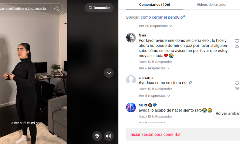 Captura de algunos de los comentarios en los videos de personas haciendo el trend.