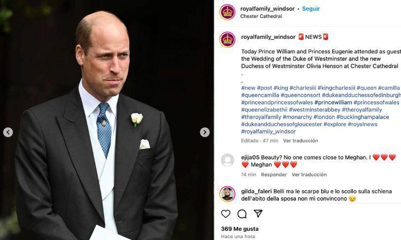 Captura de pantalla de imágenes del príncipe Guillermo, también llamado William, en la boda británica del año.
