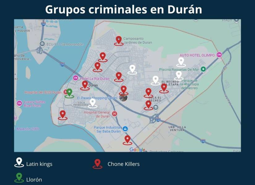 En Durán operan tres grupos narcocriminales. Insight Crime levantó el distributivo de estas mafias en la zona.