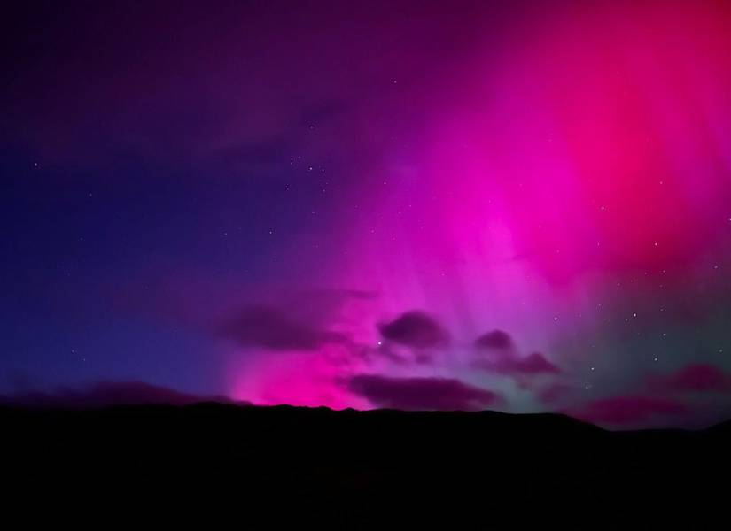 Aurora austral en Nueva Zelanda.