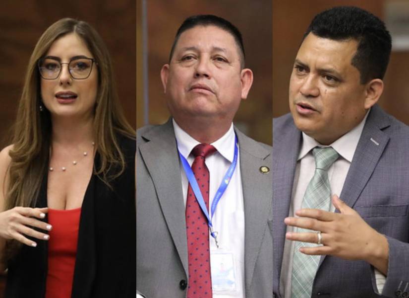 Fotos de Lucía Jaramillo, Guido Vargas y Lenín Rogel, los tres desvinculados del PSC en 2025.