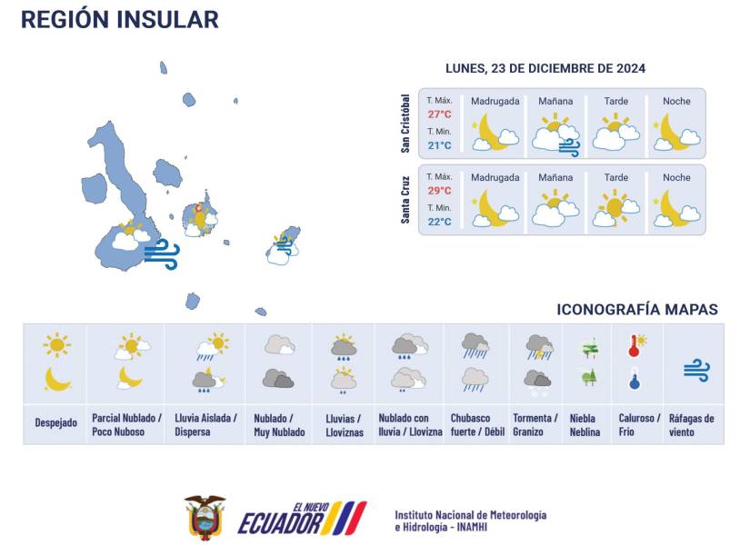 Pronóstico del clima 23 de diciembre de 2024.