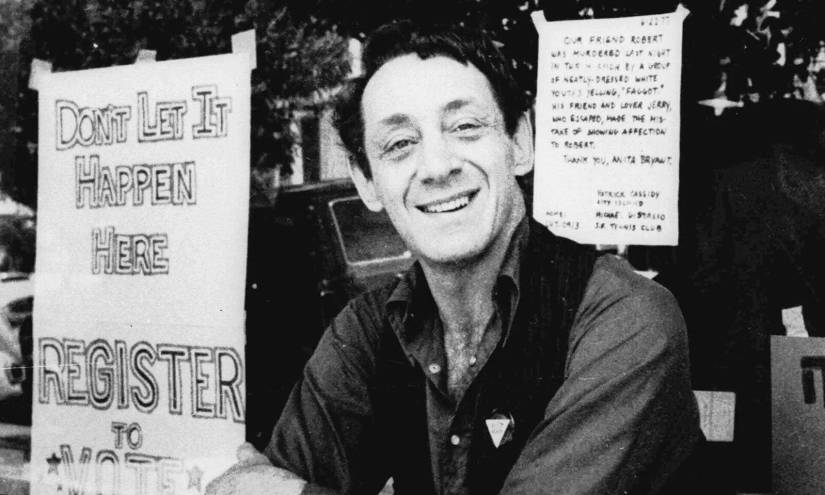 Foto de Harvey Milk, político gay estadounidense.