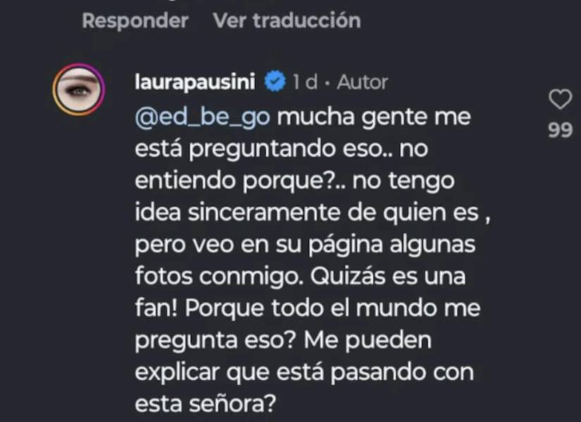 Captura de comnetario de fanático de Laura Pausisni