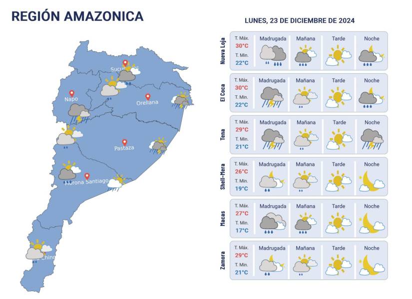 Pronóstico del clima 23 de diciembre de 2024.