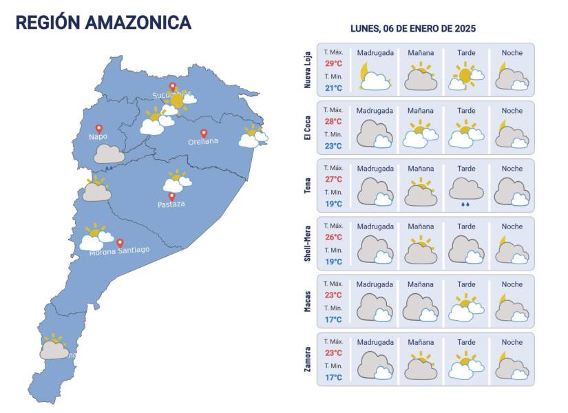 Pronóstico del clima 6 de enero del 2025.