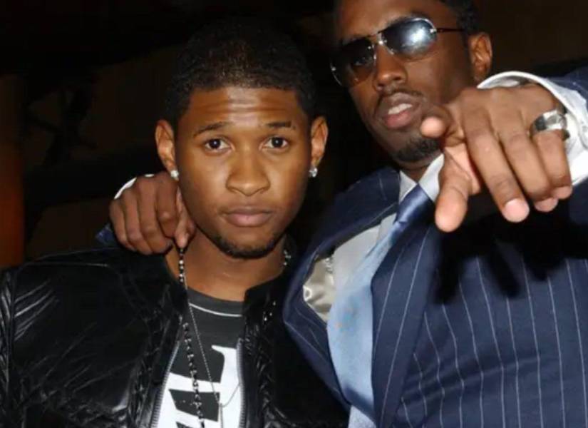 Fotografía del artista Usher junto a Diddy en sus inicios