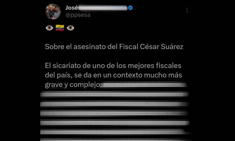 Imagen censurada del mensaje compartido por José Serrano en su cuenta de X.