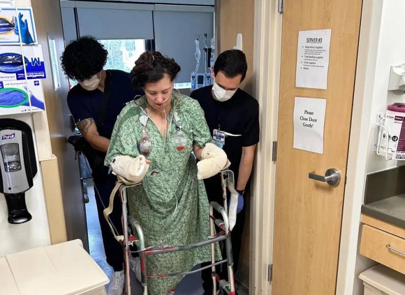 Imagen de Allie Shehorn en el hospital después del ataque.