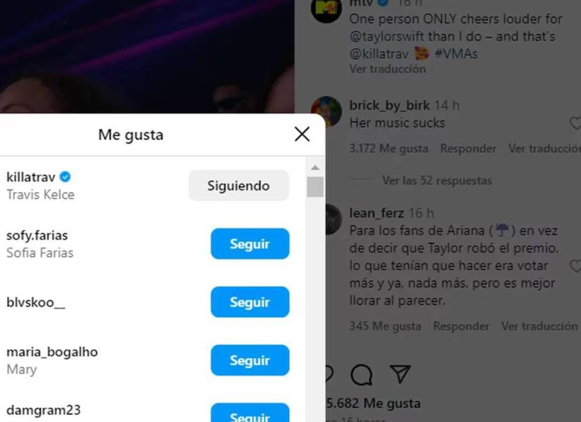 Captura de pantalla de Instagram