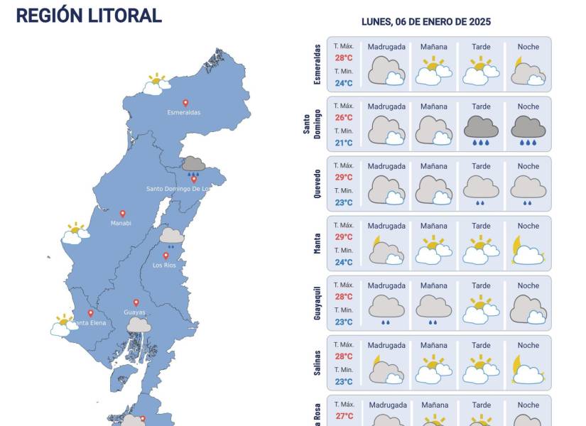 Pronóstico del clima 6 de enero del 2025.