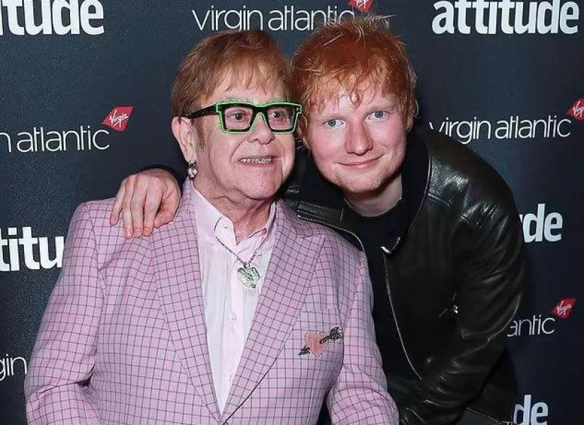 Fotografía de Elton John junto a Ed Sheeran