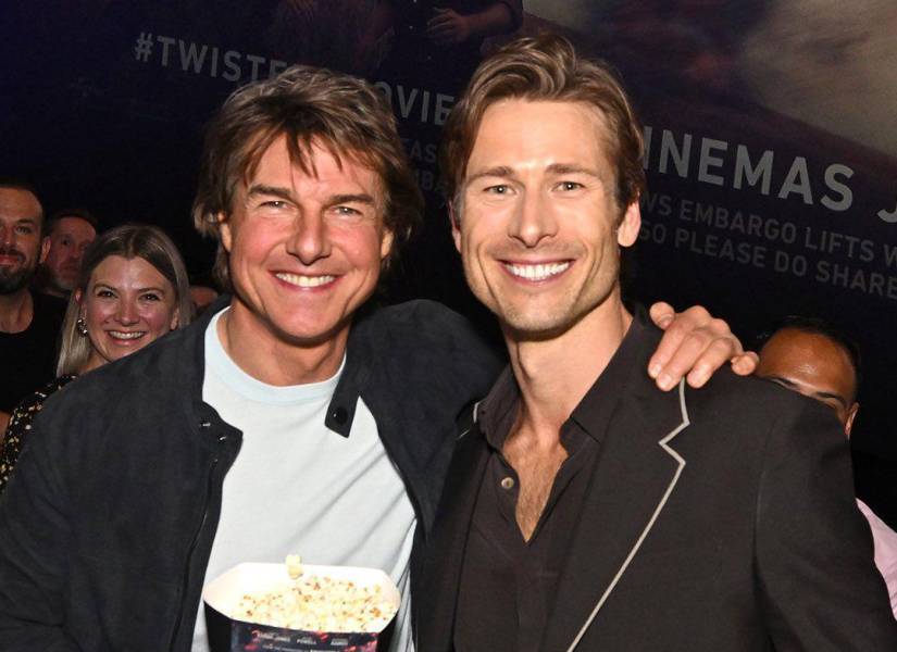 Tom Cruise apoyando a Glen Powell, en su nuevo estreno Twisters