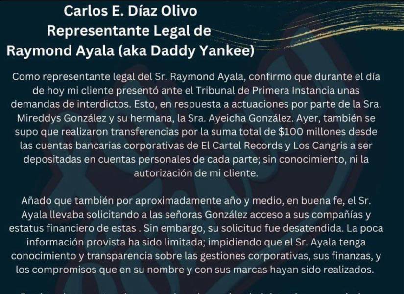 Fotografía del representante legal de Daddy Yankee