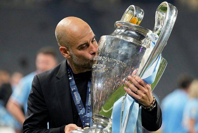 Pep celebrando la primera Champions del Manchester City. (Archivo)