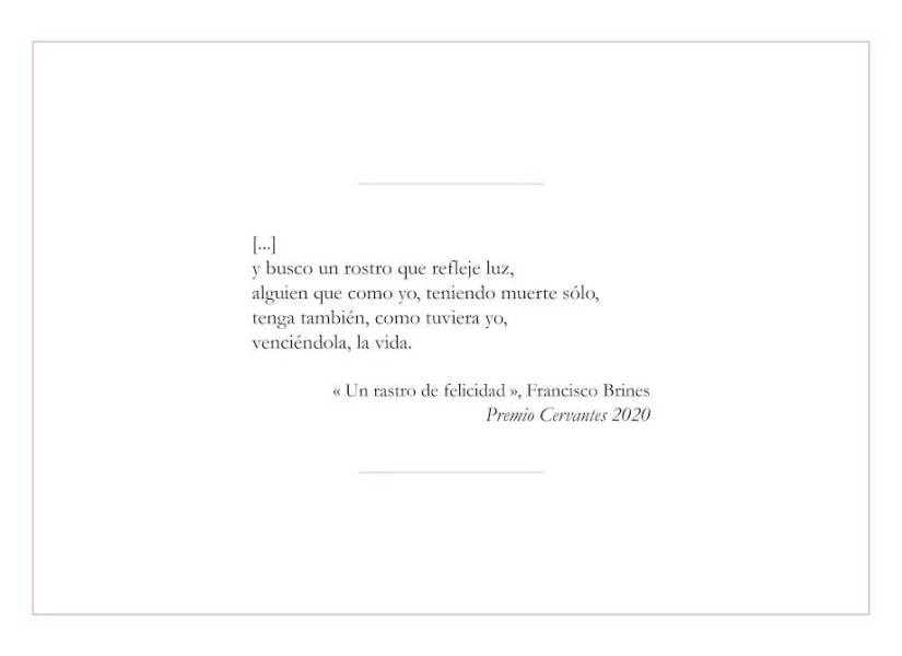 Fragmento del poema Un rastro de felicidad del poeta valenciano Francisco Brines