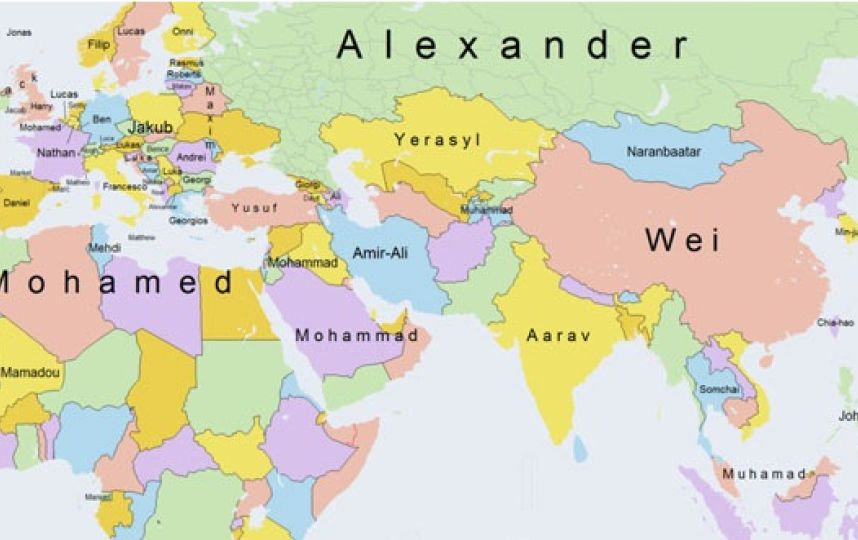 Publican mapa con los nombres más comunes del mundo