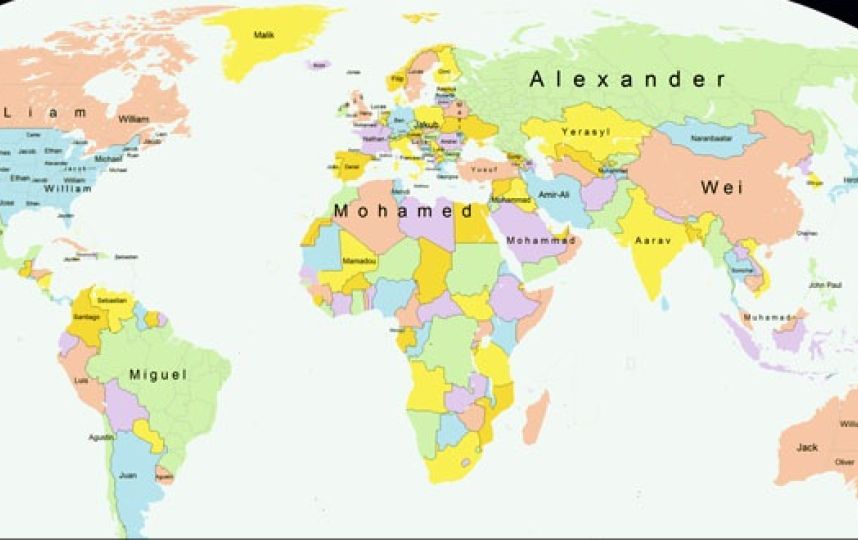 Publican mapa con los nombres más comunes del mundo