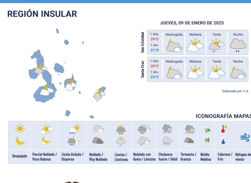 Pronóstico del clima para el 9 de enero del 2025.