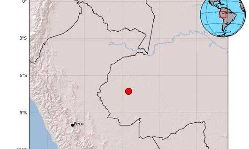 Boletín del epicentro del sismo en Brasil.