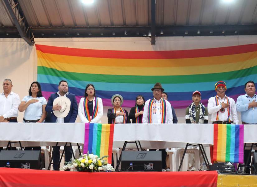 Convención Nacional de Pachakutik sobre el programa de gobierno 2025, en el Coliseo María Augusta Urrutia de Solanda, en Quito.