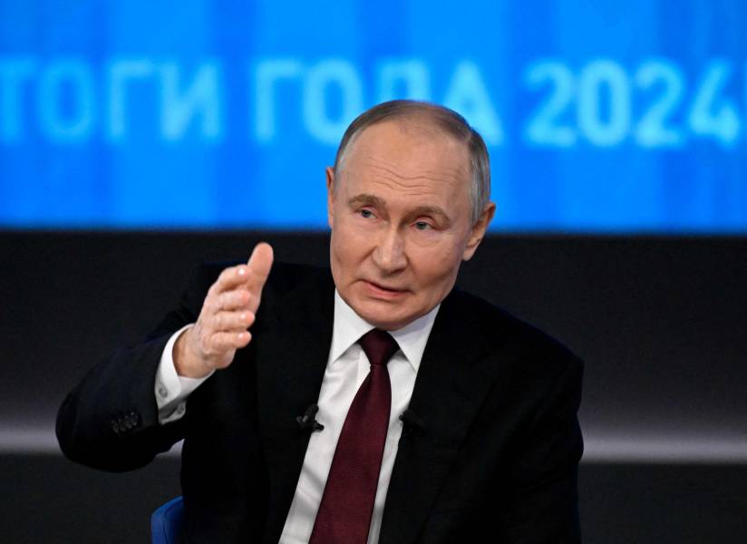 El Presidente ruso Vladimir Putin ofrece su rueda de prensa anual de fin de año en Moscú.