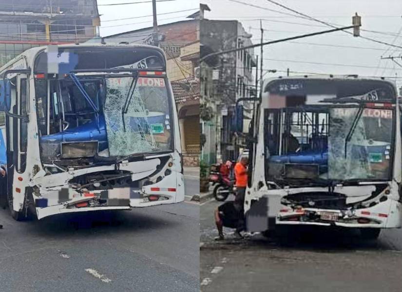 Imágenes uno de los buses afectados por el choque.