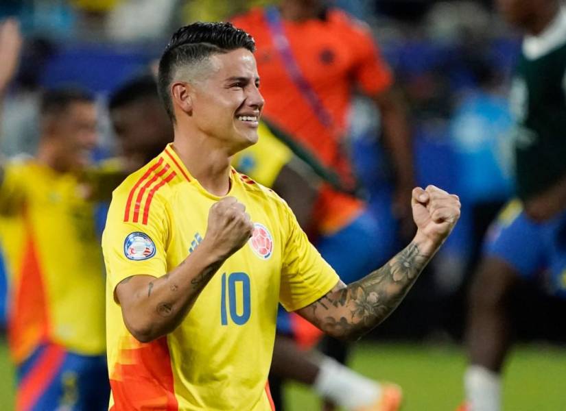 James Rodríguez celebra la clasificación de Colombia a la final de la Copa América 2024