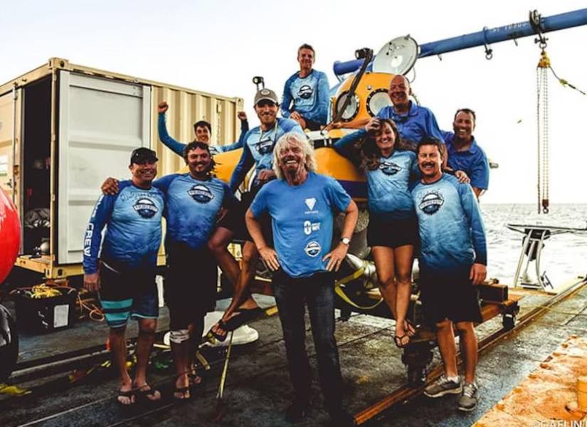 La expedición al fondo del Gran Agujero Azul estuvo liderada por Richard Branson y Fabien Cousteau