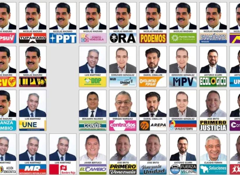 Maduro figura trece veces en la papeleta electoral.