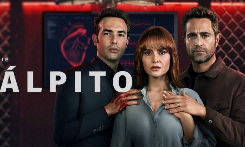 Sebastián Martínez, Ana Lucía Domínguez y Michel Brown elenco principal de la serie de Netflix 'Pálpito'.