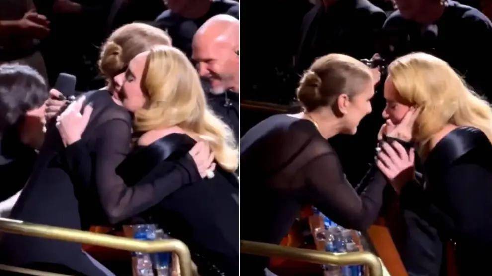 Céline Dion hace llorar a Adele al sorprenderla entre el público en pleno show