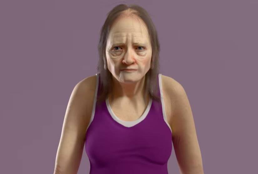 El modelo IA Hannah muestra los efectos devastadores del insomnio en una mujer de 45 años en el 2050.